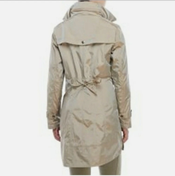 COLE HAAN Rain Jacket w Hood Small Iridescent Beige/Tan - Picture 2 of 9